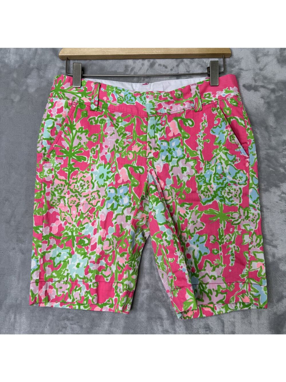 Lilly Pulitzer Shorts Womens 0 Chipper Bermuda Floral Pockets Preppy Summer